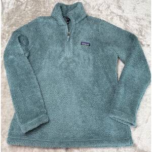 Patagonia Los Gatos Blue Green Fleece 1/4 Zip Mock Neck Sweatshirt Womens Size L